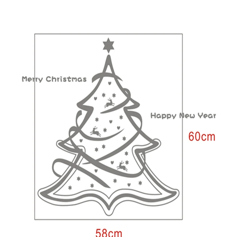 Веселая Рождественская елка новогодний магазин стеклянный оконный орнамент наклейки украшения для дома виниловые diy наклейки на стену 58*60 см/22,8*23,6 дюйма
