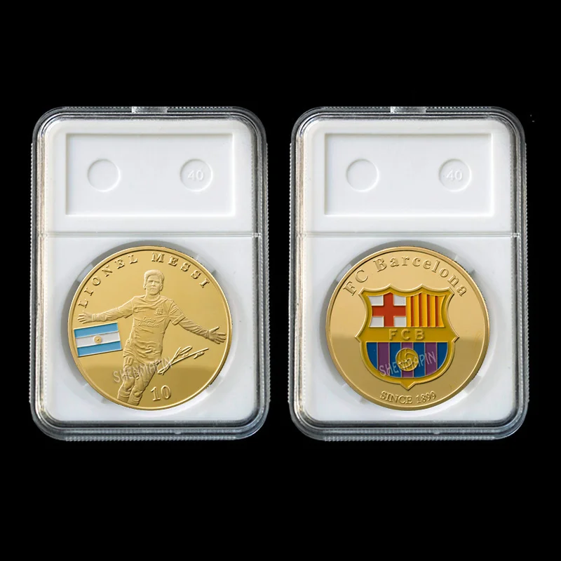 

Brazil world cup superstar challenges coin Football player Lionel Messi gold commemorative coin PCCB protection box with coin