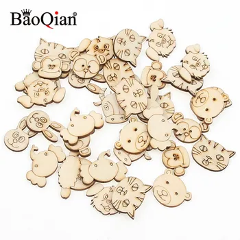 

30pcs Natual Lovely Animal Pattern Wooden DIY Wood Craft for Handmade Scrapbooking Art Accessory Sewing Home Decoration