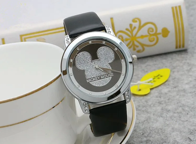 Женские кварцевые часы модные шикарные повседневные женские часы женские кварцевые часы с кристаллами и бриллиантами Микки для женщин часы