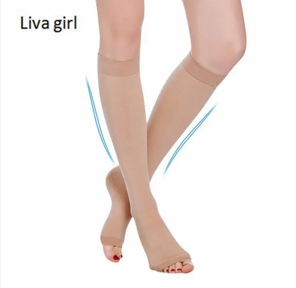 Высококачественные медицинские компрессионные чулки с открытым носком, 20-30 мм рт. Ст., большие размеры S XXL(1 пара), Прямая поставка