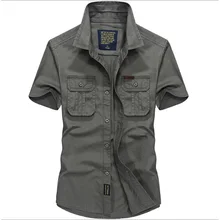  Men's Shirts Military Style Short Sleeve 100% Cotton Shirt,Chest Double Pocket,Loose Workers working Shirt