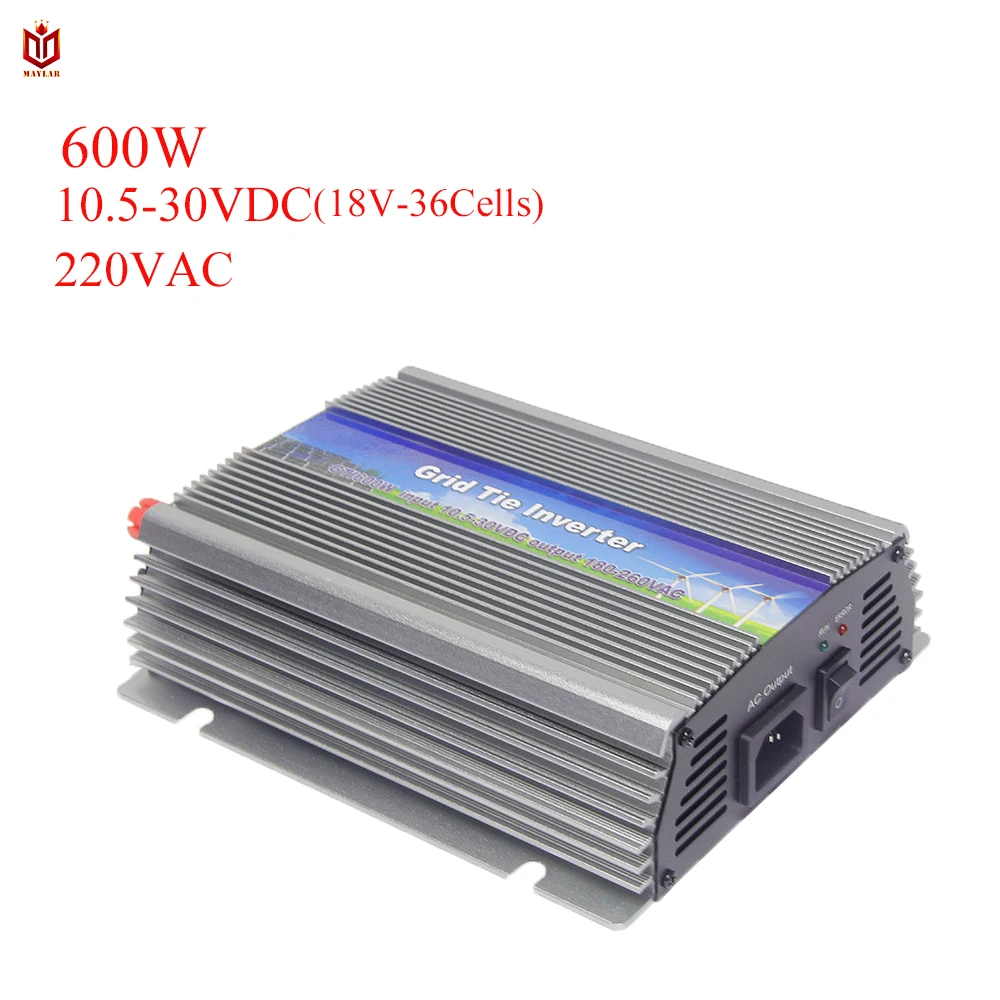 MAYLAR@ 600W солнечный на сетке галстук инвертор, input105-28vdc, выход 220 V/230 V/240VAC, 50Hz/60Hz, для солнечной домашней системы