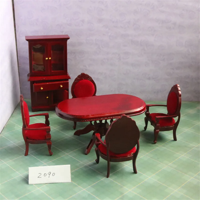

1:12 miniature wooden table cabinet chair kitchen sets simulation dollhouse furniture toy for dolls children pretend play toys