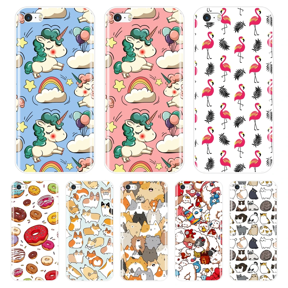 

Painting Soft TPU Phone Case for iPhone 4S 5 5S 5C SE Case Silicone Cute Unicorn Back Cover for iPhone 4 5 S Case Coque Fundas