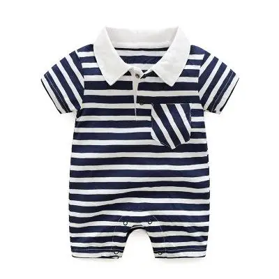 Orangemom/официальный Летняя мода полосой Одежда для маленького мальчика игры с коротким рукавом Одежда для маленьких мальчиков тела roupas infantis menino - Цвет: navy