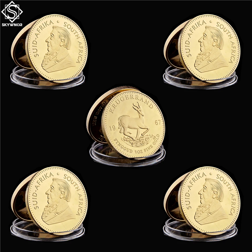 5PCS 1967 Krugerrand Fyngoud 1OZ Fine Gold Replica South Africa Replica Coin Paul Kruger Commemorative Metal Coin|Non-currency Coins| - AliExpress