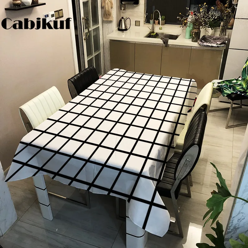 

All Size White Plaid Rectangular tablecloth tableclothes Round for Wedding Party banquet Hotel dining home Decoration