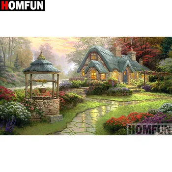 

HOMFUN Full Square/Round Drill 5D DIY Diamond Painting "Flower house" Embroidery Cross Stitch 5D Home Decor Gift A14416