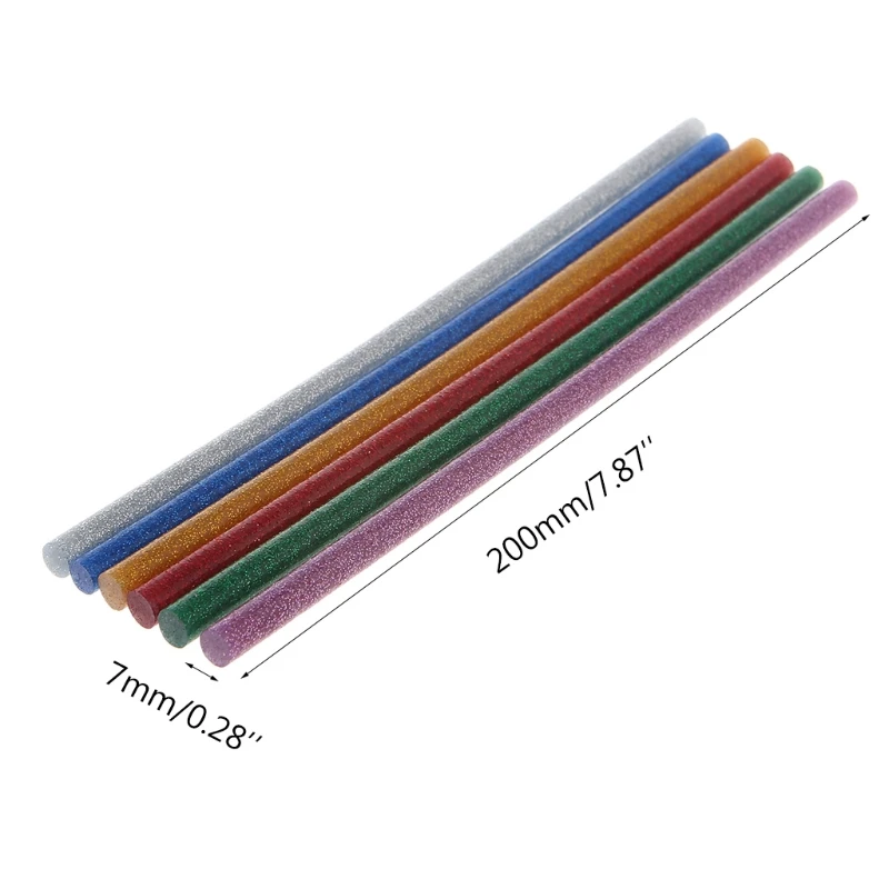 6 шт. термоплавкий клей-карандаш смешанный цветной блеск 7 мм для DIY ремесленных игрушек Инструменты для ремонта 7x200 мм
