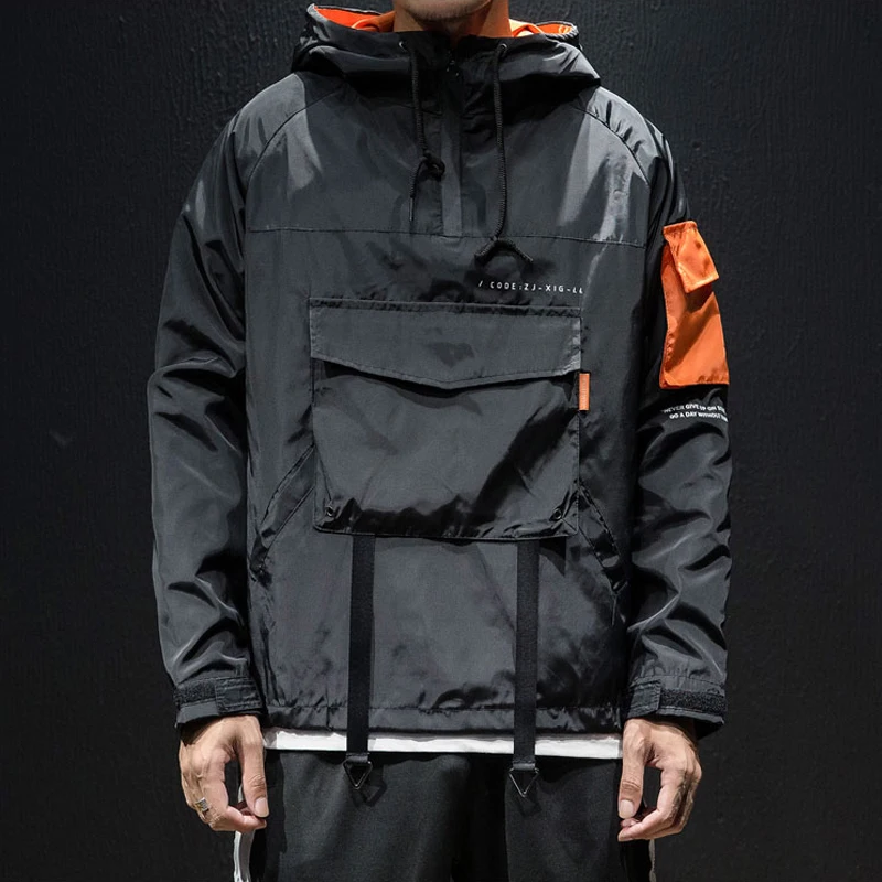 

2019 Hip Hop Spring Jackets Men Windbreaker Patchwork Autumn Loose Casual Jacket Male Coats Zipper Tracksuit Streetwear 4XL 5XL