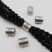 10 шт.-50 шт. Тибетский серебристый металлический большая оплетка для волос dread dreadlock бусины кольца трубка большое отверстие для укладки волос аксессуары