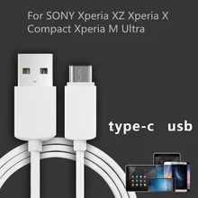 Тип USB-C кабель для передачи данных мобильный телефон для Sony Xperia XZ Xperia X Compact Xperia M ultra 1 м USB данных Зарядное устройство кабель синхронизации белый черный