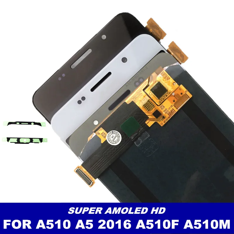 Супер AMOLED LCDs Замена для Samsung Galaxy A5 2016 A510 A510F A510M A510FD A5100 ЖК дисплей сенсорный