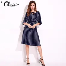 Women Summer Striped font b Dress b font Tunic font b Elegant b font Vintage Evening