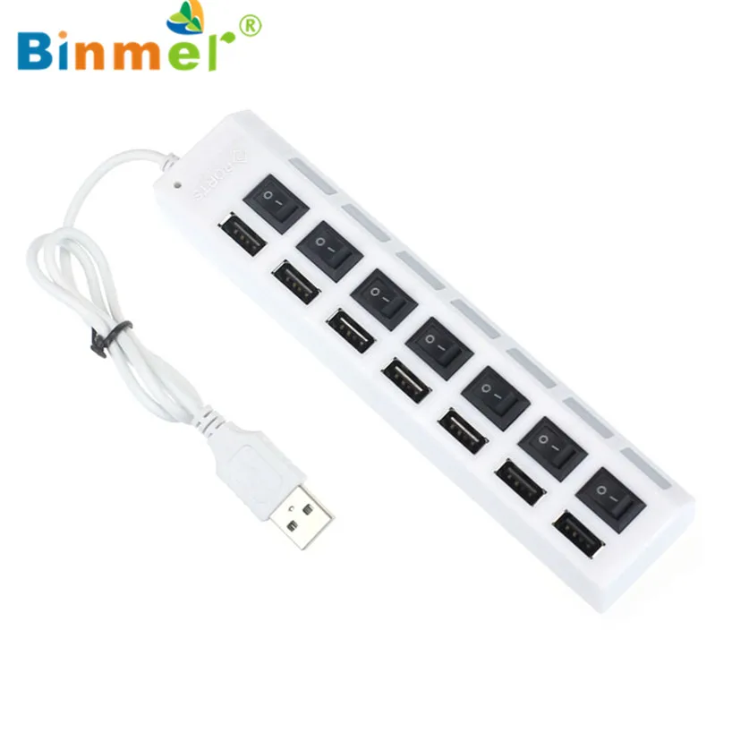 Binmer 7 портов светодиодный USB 2,0 адаптер концентратор питания вкл/выкл переключатель для ПК ноутбук Высокое качество Sep 15