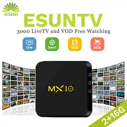 MX10 ESUNIP ТВ 1 год Европа IP ТВ includedEurope Испания IP ТВ VOD ТВ коробка RK3288 телеприставке Android 7,1 4 г/32 г