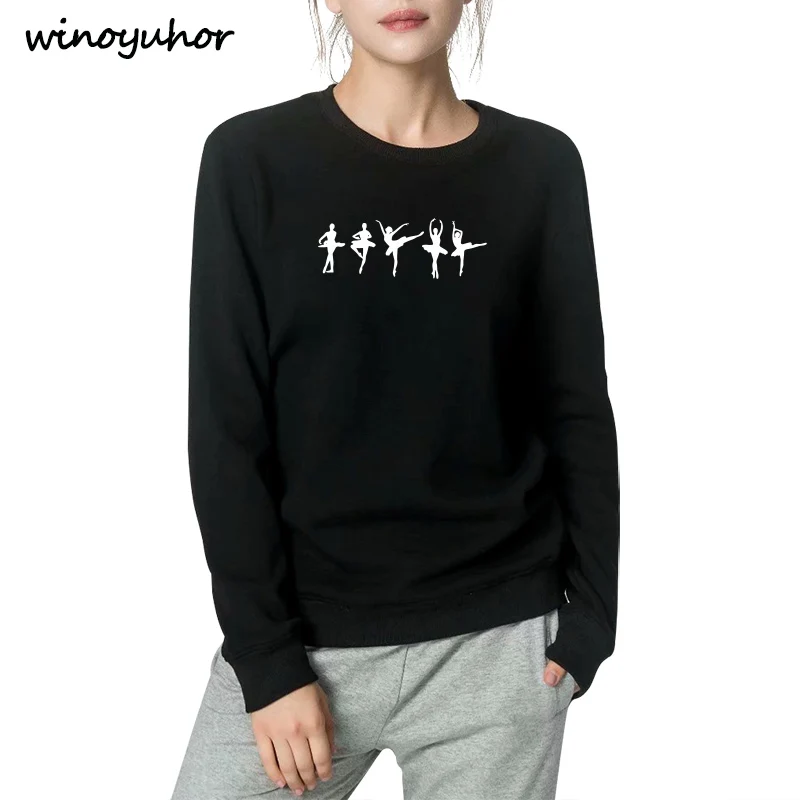  Fashion Winter Hoodies Women Ballerina Ballet Dancer Dancing With Art Sweatshirts Girl Casual Tops 