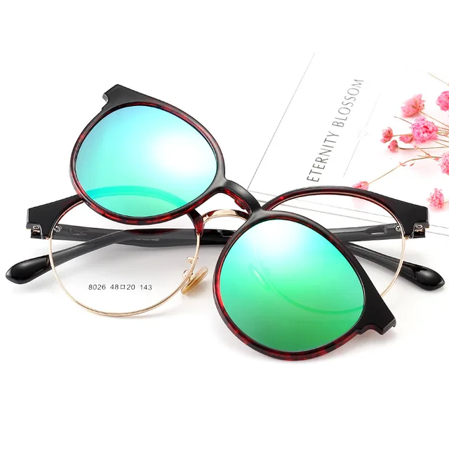 Cubojue Women's Clip on Sunglasses Polarized Lens Round