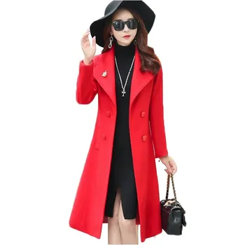 

Plus size Winter Women Wool Blends Coat long 2020 Autumn Thick Wool jacket women woolen jacket Parka Female trench coat Slim 335
