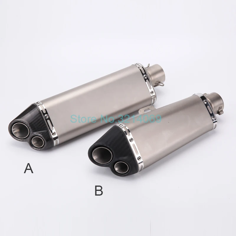 Motorcycle Titanium Dual Noses Tips Exhaust Pipe Universal Inlet 51mm