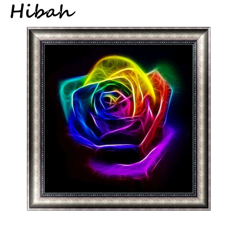

5D Diamond Painting Diy Diamond Painting Multicolor Rose Flower Embroidery Resin Round Diamond Mosaic Cross Stitch Decoration