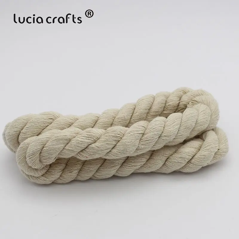 SALE 2Meters 6-20mm Rice White Thick Braided Cotton Rope Three Strand Of Woven Cotton Rope Cord DIY Crafts Bag Decoration CV0705 - Color: Style 7   20mm