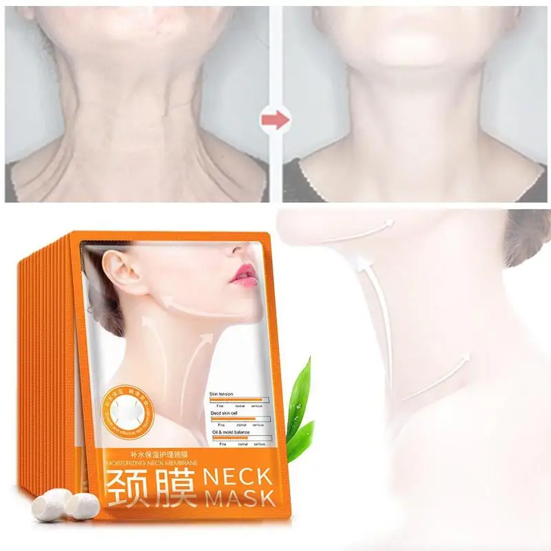 4 piezas de elevación de ácido hialurónico potente mascarilla humectante para el cuello antiedad reafirmante para blanquear el cuello Crema para el cuidado de la piel