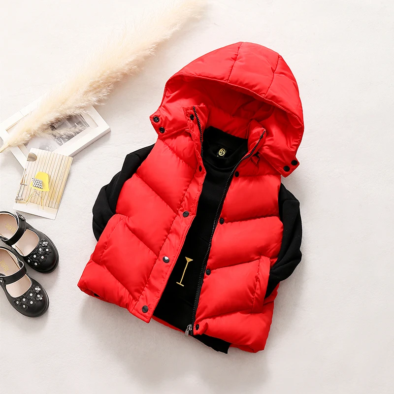 

boys Cotton Vest Girls Cotton Vest Children Thick Warm Solid Vest Kids Outerwear black red pink Beige Orange