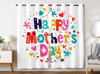 

HommomH Curtains (2 Panel) Grommet Top Darkening Blackout Room Happy Mothers' Day