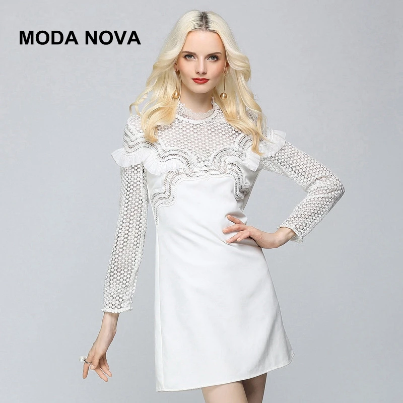 MODA NOVA/дизайнерское платье для подиума женское элегантное кружевное Открытое с