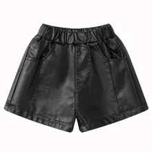 Осенние зимние кожаные шорты для девочек Детские шорты из искусственной кожи Модные кожаные брюки для детей