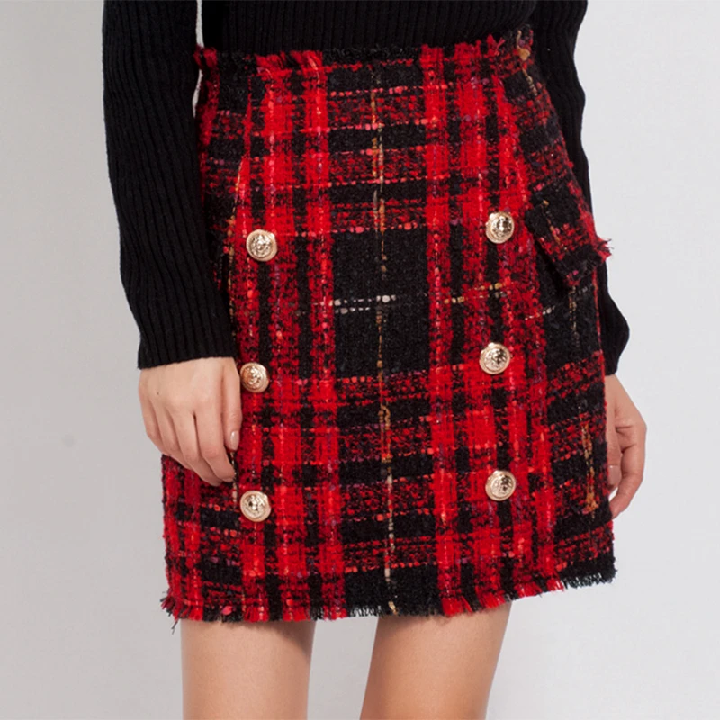 2019 юбки с высокой талией Женская сексуальная Нижняя красная клетчатая
