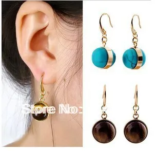 Fashion brand stone drop earring blue/brown color free shipping wholesale/retailer | Украшения и аксессуары