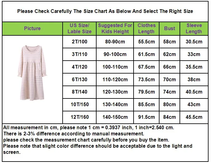 Pajamas for girls princess nightgowns for girls stripe pajamas SIZE