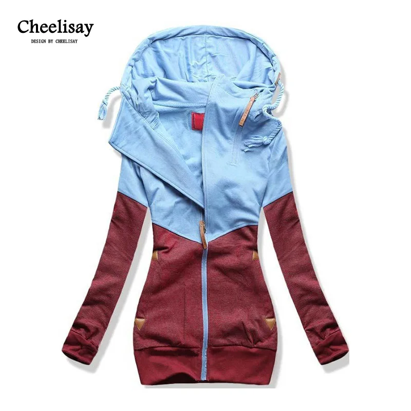 Oversize Double Hooded Sweatshirt Women Long Sleeve Autumn Spring Coat Patchwork Pocket Zipper Hoodies Plus size 3XL 4XL 5XL