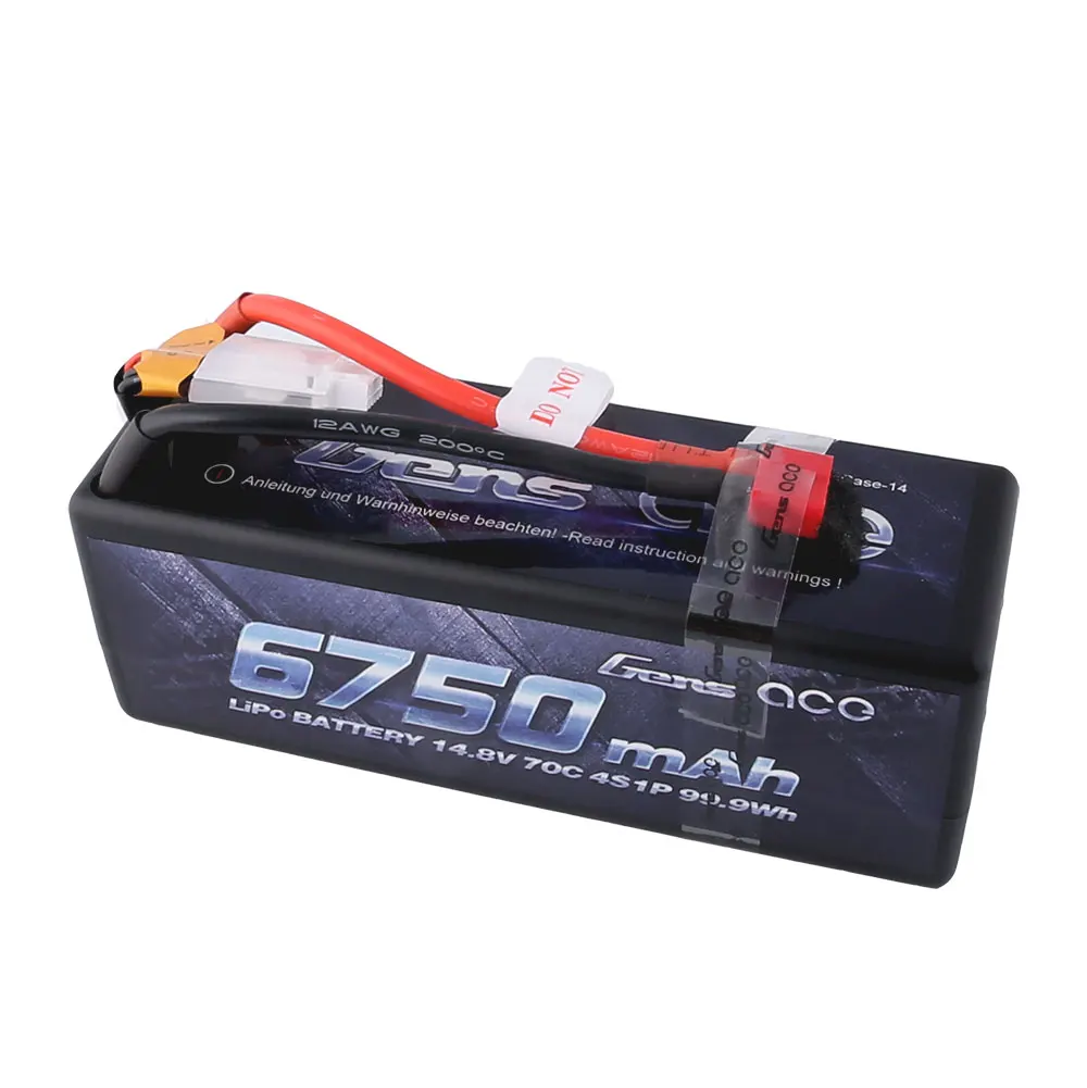 Gens ace 4S 6750mAh Lipo 14,8 V аккумулятор 70C XT90 T разъем для Traxxas X-maxx 1/8 Car Lipo Batteria Quad Drone Boat - Цвет: Deans plug T Plug