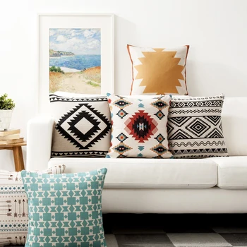 

Nordic Geometry Black white pattern Abstract Pillow Cover Home Decorative Pillows Linen Pillow Case Office Sofa Cushion Cover