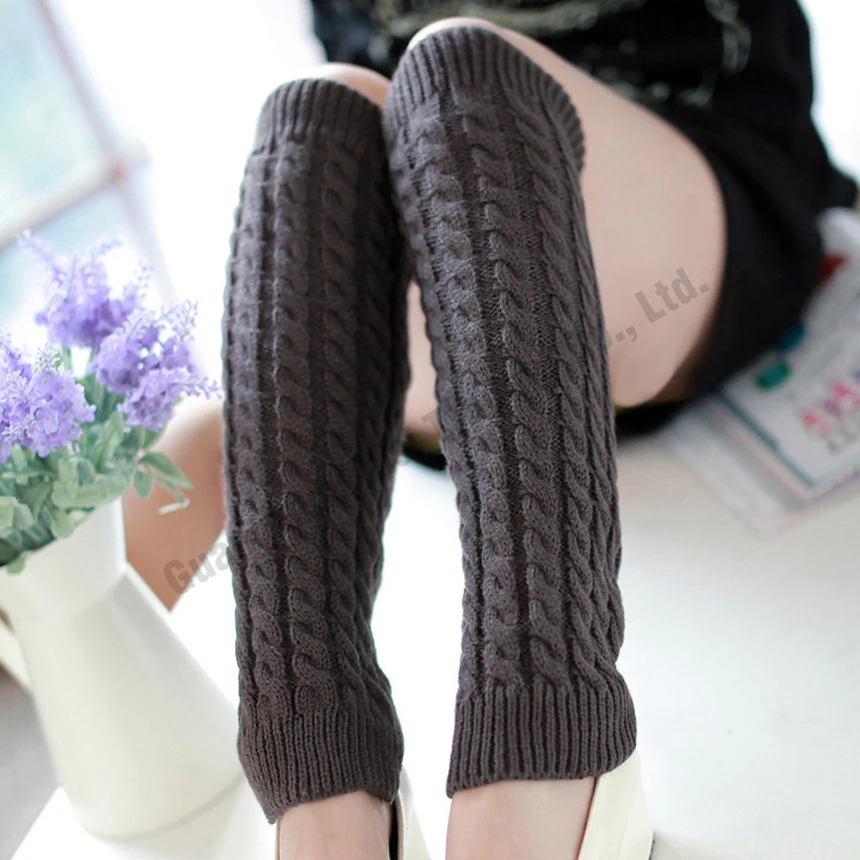 Women winter knitted leg warmers thigh high knit crochet leg warmers