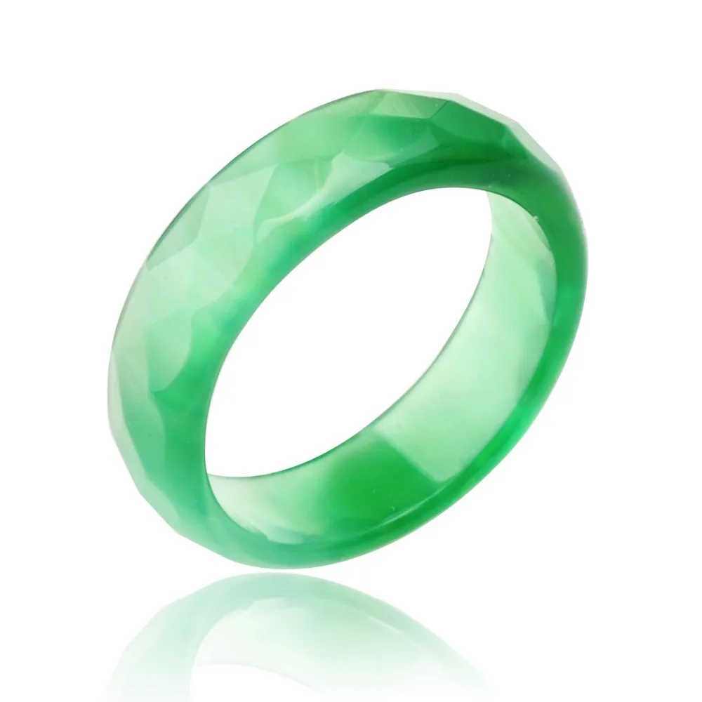 Hot Sale high quality Natural agate jade jewelry semi precious stone wedding lord of the rings for women love Green gem ring fox