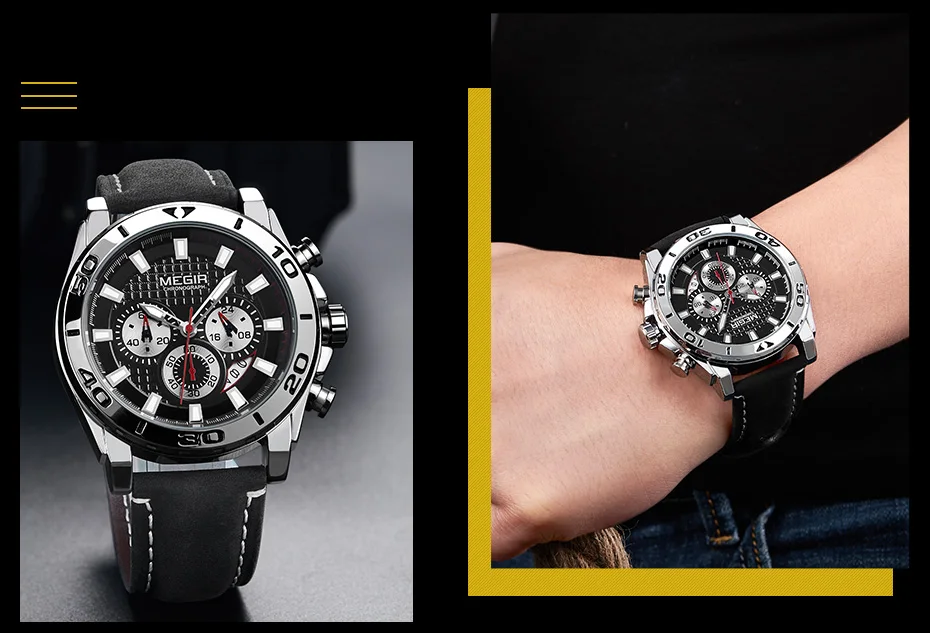 Хронограф megir мужские часы Топ люксовый бренд кожаный ремешок военный армейский кварцевый мужские спортивные часы Дата часы