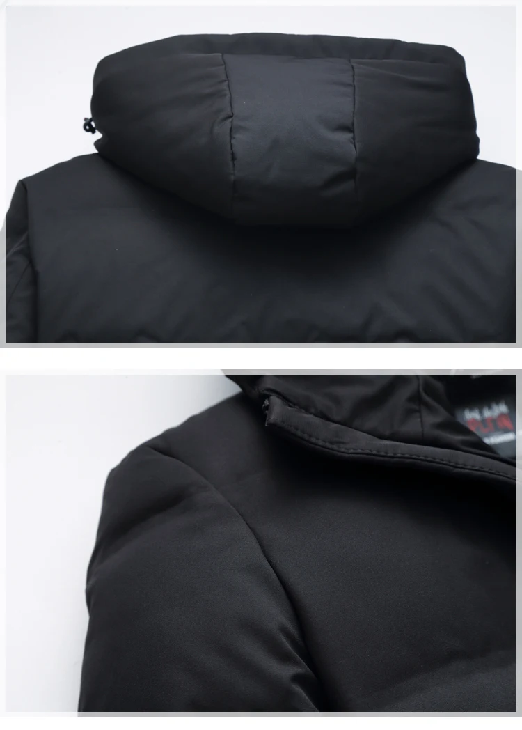 Высокое качество, новинка, зимнее пуховое хлопковое пальто на молнии, мужская длинная куртка с капюшоном, однотонный дизайн, черные парки, 4XL 5XL 6XL 8808