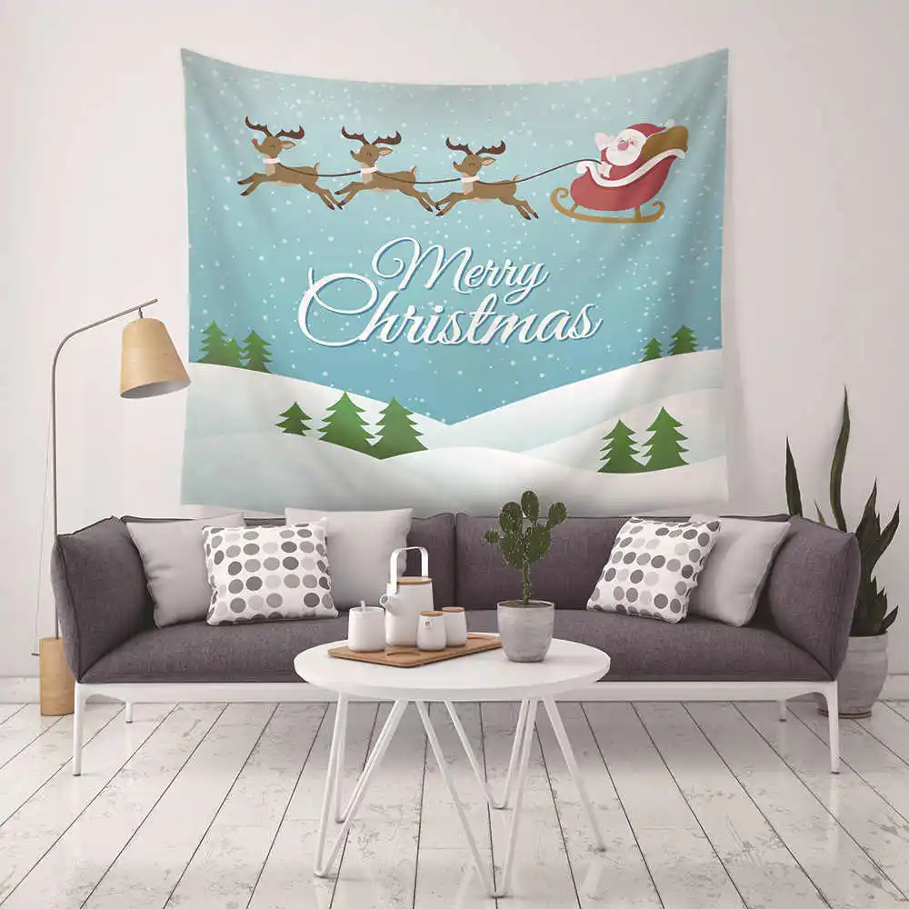 Merry Christmas Printed Macrame Wall Hanging Mandala Tapestry Cartoon Psychedelic Wall Tapestry Boho Decor Mandala Fabric Towel