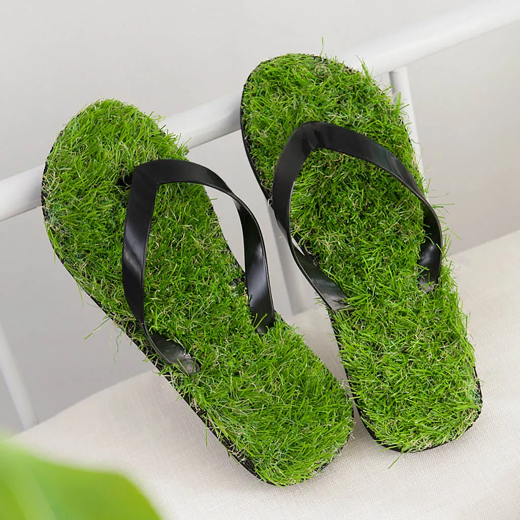 

Grass Lawn Creative Stimulated Flip Flpos Massage Slippers Leather Strap Waterproof Green Fuuny New Fashion Shoes Unisex Shoes