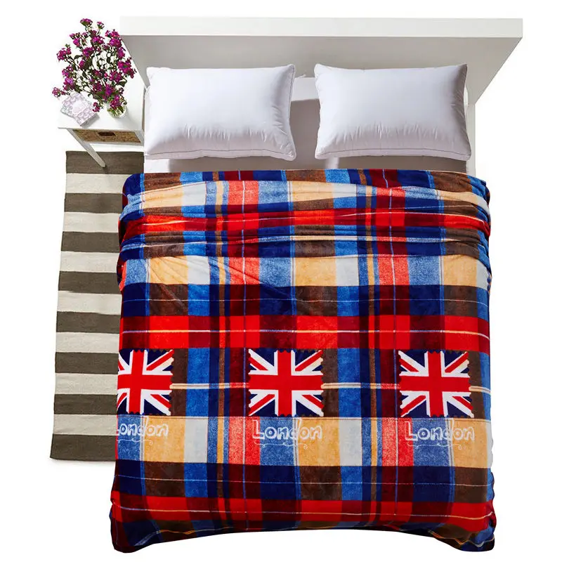 England style coral fleece velvet blanket bed sheet printed throw
