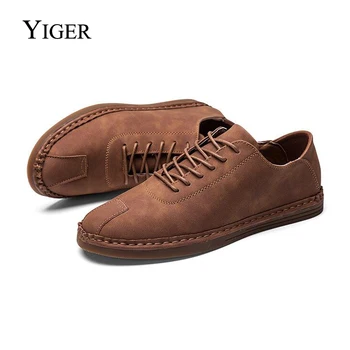 

YIGER NEW Spring Casual Men shoes handmade suede men's loafers shoes men's low tide shoes Oxford soft bottom bean shoes men 0045