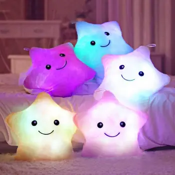 

Stuffed Stars Luminous Pillow Christmas Plush Toys Colorful Glowing Light Star Toy Gifts