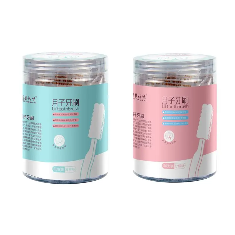 

30Pcs/Box Portable Travel Pregnant Woman Maternity Disposable Toothbrush Cotton Yarn Wooden Handle Eco-Friendly Tooth Brush