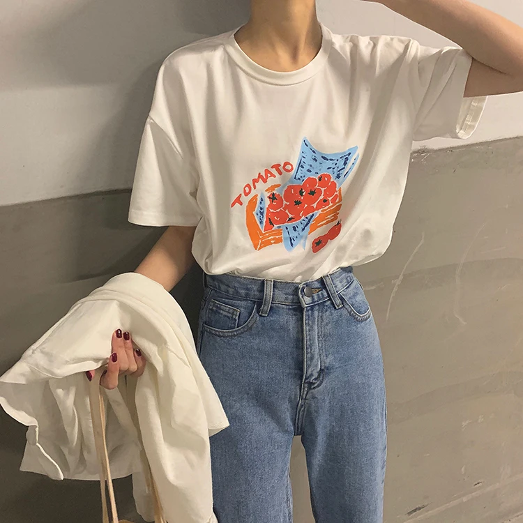 Весна 2019 летние топы ulzzang harajuku рубашка корейского стиля модная одежда vintage