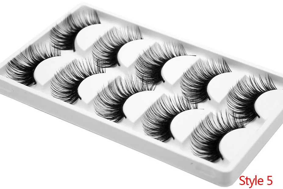 Kimcci 5 Pairs 6 Style Mink Lashes 3D Mink Eyelash Handmade Reusable Natural Faux Eyelashes Cruelty free False Lashes Cilia